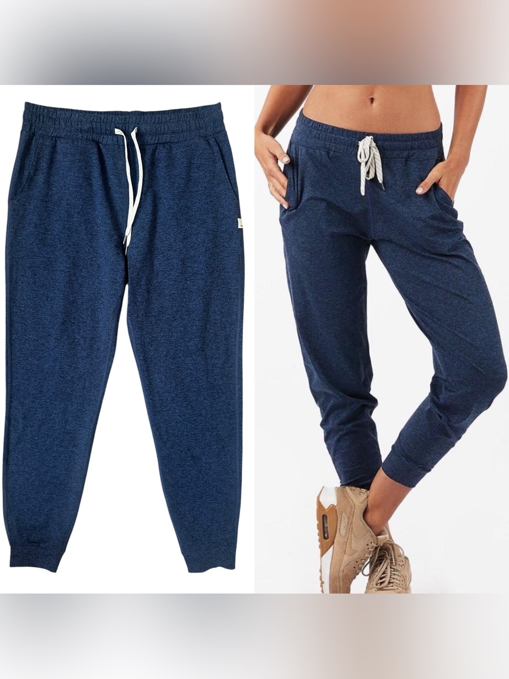 Vuori Navy Blue Heathered Drawstring Waist Performance Jogger Pants Size Small